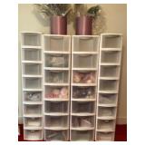 Assorted plastic totes with contents
