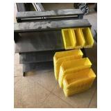 Metal shelving units with plastic organizers