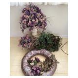 Assorted artificial flowers with plant stand
