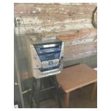 Small wooden table And small black stool and f