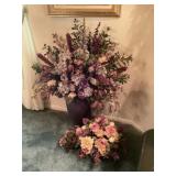 Assorted artificial flower arrangements and w