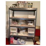 Metal shelf with contents