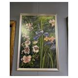 a reproduction of 'Wild Roses and Irises' by