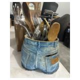Unique vintage novelty Jean shorts utensils holder
