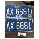 Iowa 86 license plates