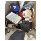 Box of misc- radios, water jugs