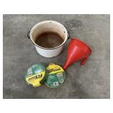 Fly traps, funnel, enamel pot