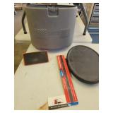 Ryobi box with hacksaw blades & misc