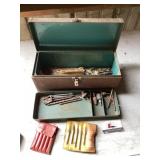 Metal tool box with tools
