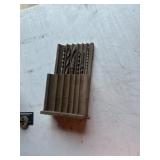 drill, bits and wooden box