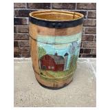 Hand painted wooden barrell