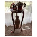 Wooden plant stand and plants