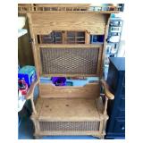 Oak hall rack & storage bench