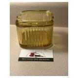 Vintage amber glass refrigerator dish