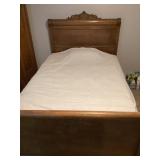 Queen size antique bed frame with mattress