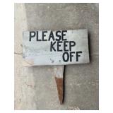 Wood please keep off sign