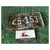 Farm trailer license plate