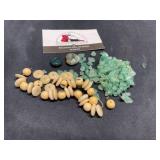 Adventurine chips, green Jasper, bead,tauga nut