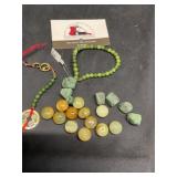 Rough Green adventurine, Jade and Flower Jade