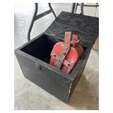 Wood box with hazard