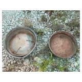Two feed pans