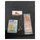 10 K oval, 14 K filled necklace and earrings, 12
