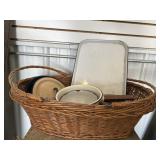 Basket of Misc Enamel and Metal