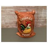 Ceramic chicken feed bag coin bank