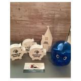 Assorted plastic coin banks