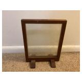 Wood frame glass coin bank