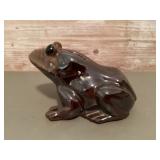 Redware ceramic frog coin bank