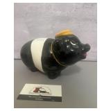 Black and white ceramic piggy bank