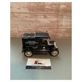 Vintage 1913 model T delivery bank featuring