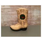 Ceramic Oklahoma boot coin bank