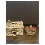 Vintage cabin coin bank also included miniature