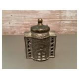 Cast iron building coin bank