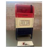 VINTAGE ~ US ~ RED WHITE & BLUE BANK MAILBOX ~