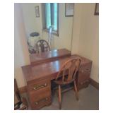 Antique wooden vanity & chair