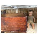 Horsman dolls vintage doll in wooden box