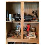 Vintage cameras, contents of shelf bring boxes