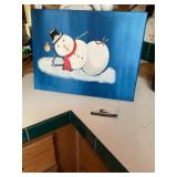 Signed snowman painting