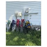 Bag, chairs, and solar lights