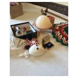 Crocheted doily and miscellaneous