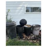 Trash cans, miscellaneous firewood