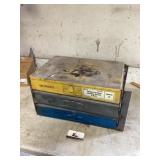 Metal storage drawers with contents a