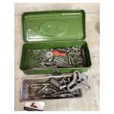 Vintage olive green metal toolbox