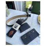 Leather belt size 36 suspenders and wallets