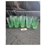 Green glass cups