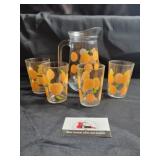 Vintage oranges pitcher & cups