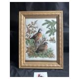 Cloth framed bird art